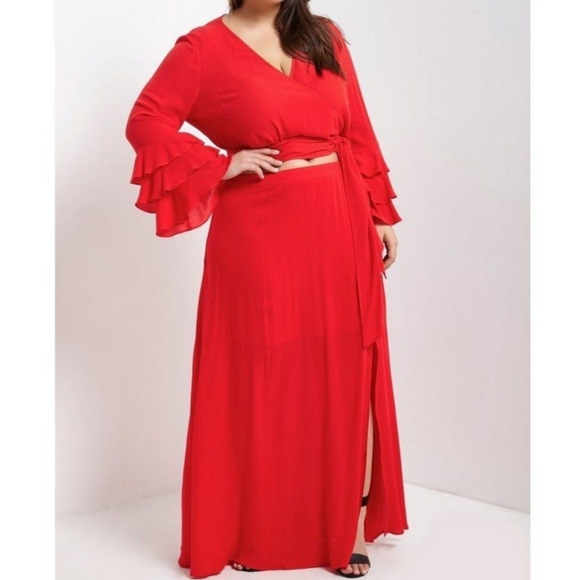 Dresses & Skirts - NWT Red Tiered Sleeve Top & Maxi Skirt Set